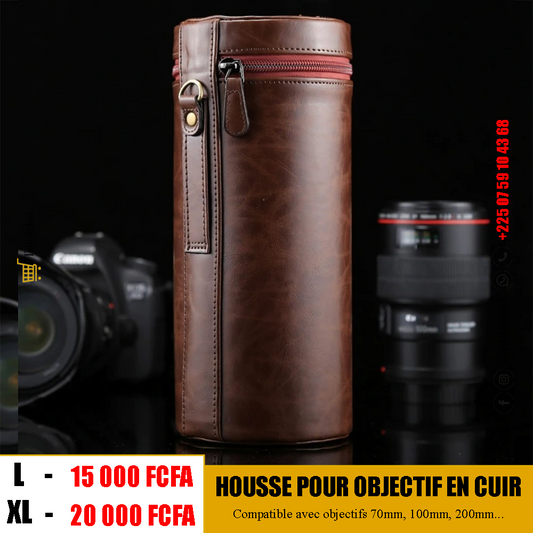 Housse de Protection Premium en Cuir pour Objectif Photo